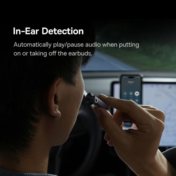 Baseus C-Mic Series CM10 Car Smart Single Sided Bluetooth Earphone(Black) - Bluetooth Earphone by Baseus | Online Shopping UK | buy2fix