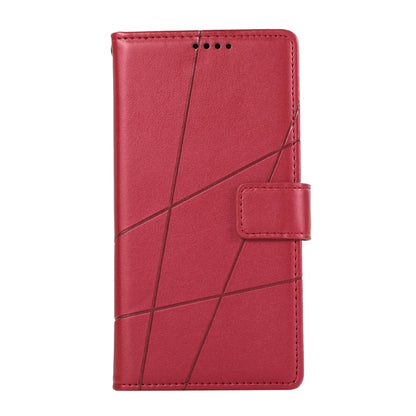 For Realme C15 / C25 / Narzo 30A PU Genuine Leather Texture Embossed Line Phone Case(Red) - Realme Cases by buy2fix | Online Shopping UK | buy2fix