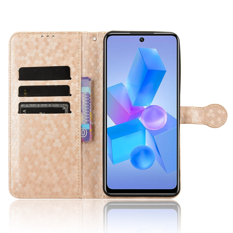 For Infinix Hot 40 / Hot 40 Pro 4G 2024 Honeycomb Dot Texture Leather Phone Case(Gold) - Infinix Cases by buy2fix | Online Shopping UK | buy2fix