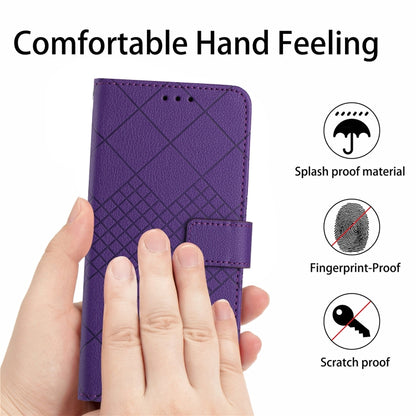 For vivo Y03 4G Rhombic Grid Texture Leather Phone Case(Purple) - vivo Cases by buy2fix | Online Shopping UK | buy2fix