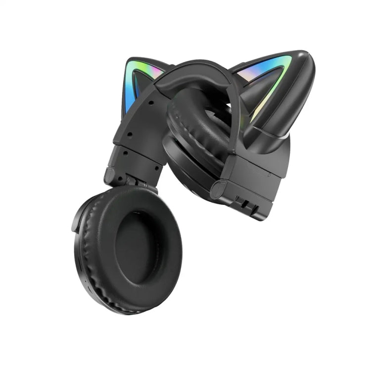 VJ371 Tuya RGB Cat Ear Wireless Bluetooth Earphone with Detachable Microphone(Black) - Headset & Headphone by buy2fix | Online Shopping UK | buy2fix