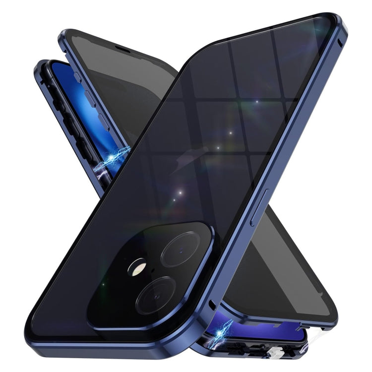 For iPhone 16 Anti-peeping Magnetic Double-sided Tempered Glass Phone Case(Blue) - iPhone 16 Cases by buy2fix | Online Shopping UK | buy2fix