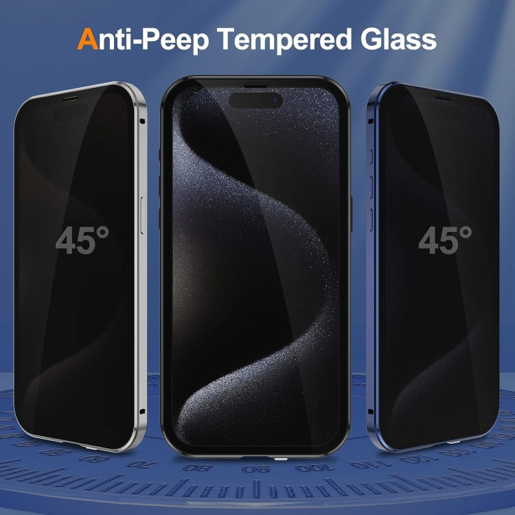 For iPhone 16 Anti-peeping Magnetic Double-sided Tempered Glass Phone Case(Blue) - iPhone 16 Cases by buy2fix | Online Shopping UK | buy2fix