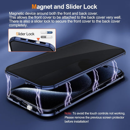 For iPhone 15 Anti-peeping Magnetic Double-sided Tempered Glass Phone Case(Black) - iPhone 15 Cases by buy2fix | Online Shopping UK | buy2fix