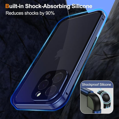 For iPhone 16 Anti-peeping Magnetic Double-sided Tempered Glass Phone Case(Blue) - iPhone 16 Cases by buy2fix | Online Shopping UK | buy2fix