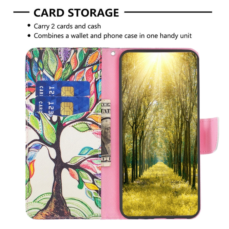 For Motorola Moto G Play 2024 Colored Drawing Pattern Leather Phone Case(Tree Life) - Motorola Cases by buy2fix | Online Shopping UK | buy2fix