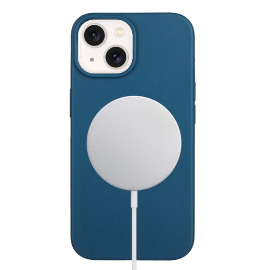 For iPhone 15 Plus Wheat MagSafe Magnetic Straw Material + TPU Phone Case(Blue) - iPhone 15 Plus Cases by buy2fix | Online Shopping UK | buy2fix