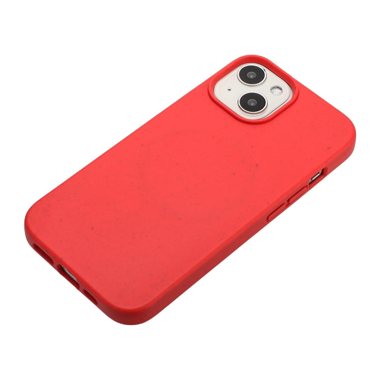 For iPhone 14 Wheat MagSafe Magnetic Straw Material + TPU Phone Case(Red) - iPhone 14 Cases by buy2fix | Online Shopping UK | buy2fix