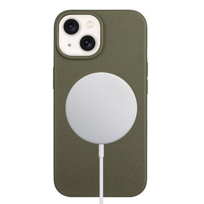 For iPhone 14 Wheat MagSafe Magnetic Straw Material + TPU Phone Case(Army Green) - iPhone 14 Cases by buy2fix | Online Shopping UK | buy2fix