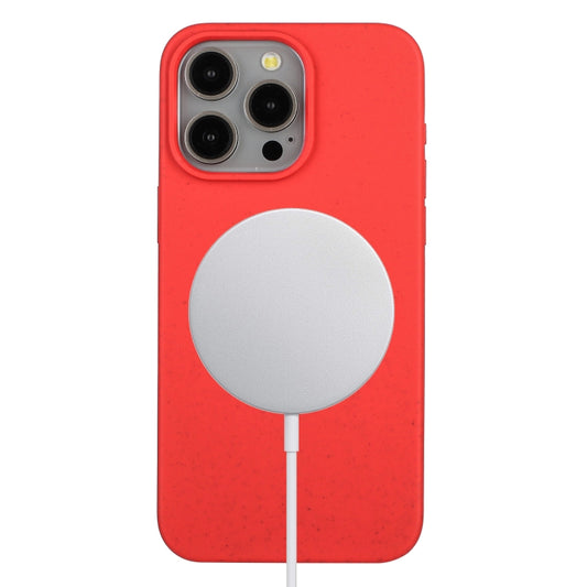 For iPhone 12 Pro Wheat MagSafe Magnetic Straw Material + TPU Phone Case(Red) - iPhone 12 / 12 Pro Cases by buy2fix | Online Shopping UK | buy2fix