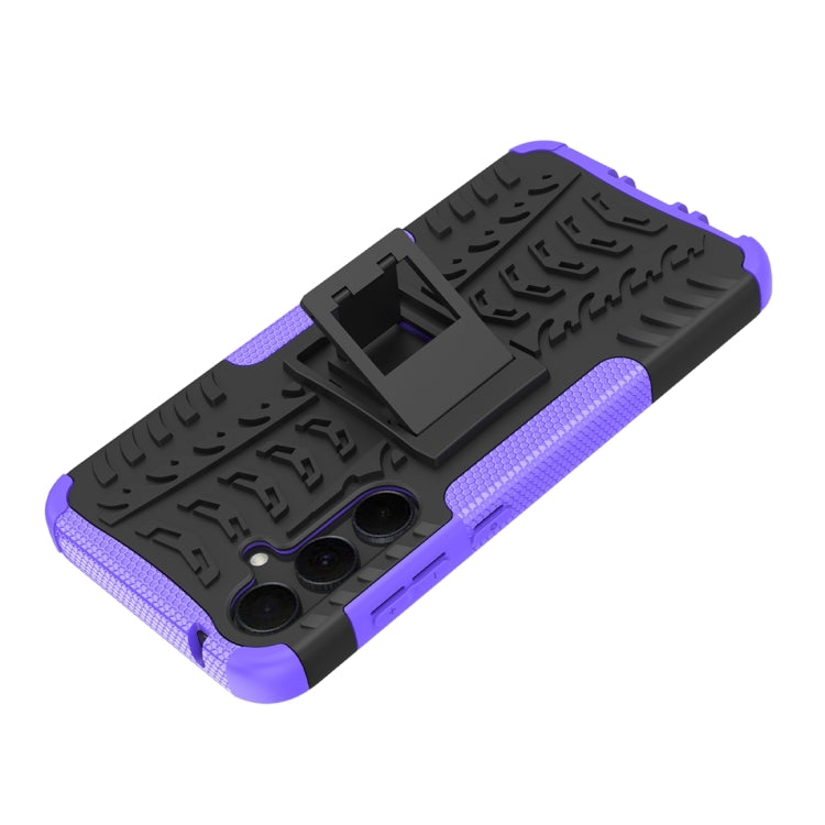 For Samsung Galaxy A35 5G Tire Texture TPU + PC Phone Case with Holder(Purple) - Galaxy Phone Cases by buy2fix | Online Shopping UK | buy2fix