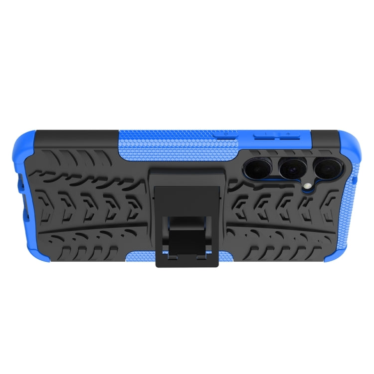 For Samsung Galaxy A55 Tire Texture TPU + PC Phone Case with Holder(Blue) - Galaxy Phone Cases by buy2fix | Online Shopping UK | buy2fix