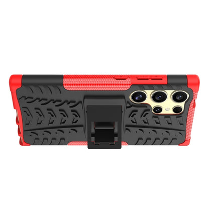 For Samsung Galaxy S24 Ultra 5G Tire Texture TPU + PC Phone Case with Holder(Red) - Galaxy S24 Ultra 5G Cases by buy2fix | Online Shopping UK | buy2fix