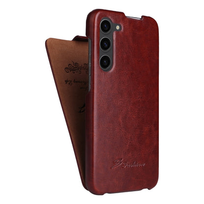 For Samsung Galaxy S24+ 5G Fierre Shann 64 Texture Vertical Flip PU Leather Phone Case(Brown) - Galaxy S24+ 5G Cases by FIERRE SHANN | Online Shopping UK | buy2fix