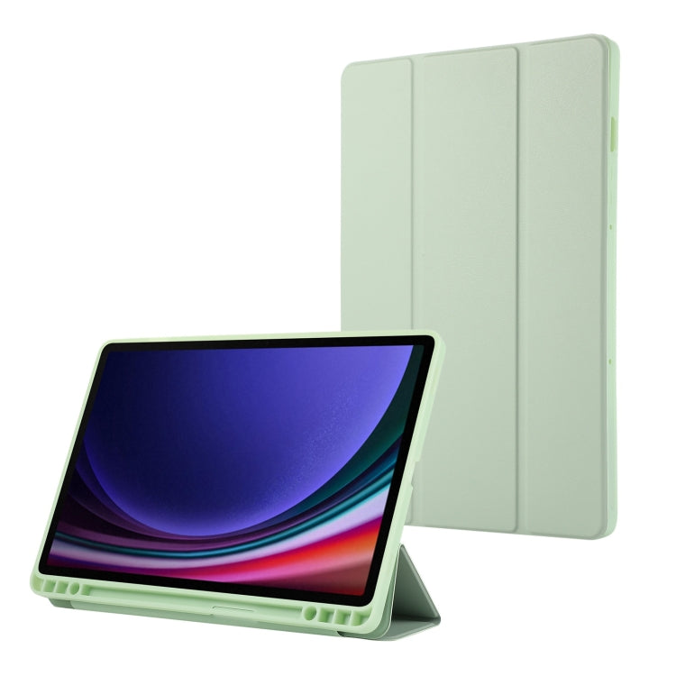 For Samsung Galaxy Tab S9 3-Fold Pure Color TPU Leather Tablet Case with Pen Slot(Green) - Galaxy Tab S9 Cases by buy2fix | Online Shopping UK | buy2fix