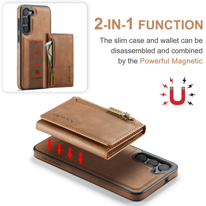 For Samsung Galaxy S23+ DG.MING M5 Series Zip RFID Multi Card Detachable Leather Phone Case(Brown) - Galaxy S23+ 5G Cases by DG.MING | Online Shopping UK | buy2fix