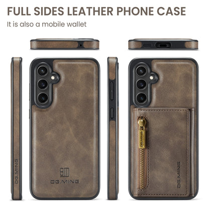 For Samsung Galaxy S23 FE 5G DG.MING M5 Series Zip RFID Multi Card Detachable Leather Phone Case(Coffee) - Galaxy S23 FE 5G Cases by DG.MING | Online Shopping UK | buy2fix