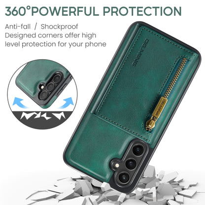 For Samsung Galaxy S23 FE 5G DG.MING M5 Series Zip RFID Multi Card Detachable Leather Phone Case(Green) - Galaxy S23 FE 5G Cases by DG.MING | Online Shopping UK | buy2fix