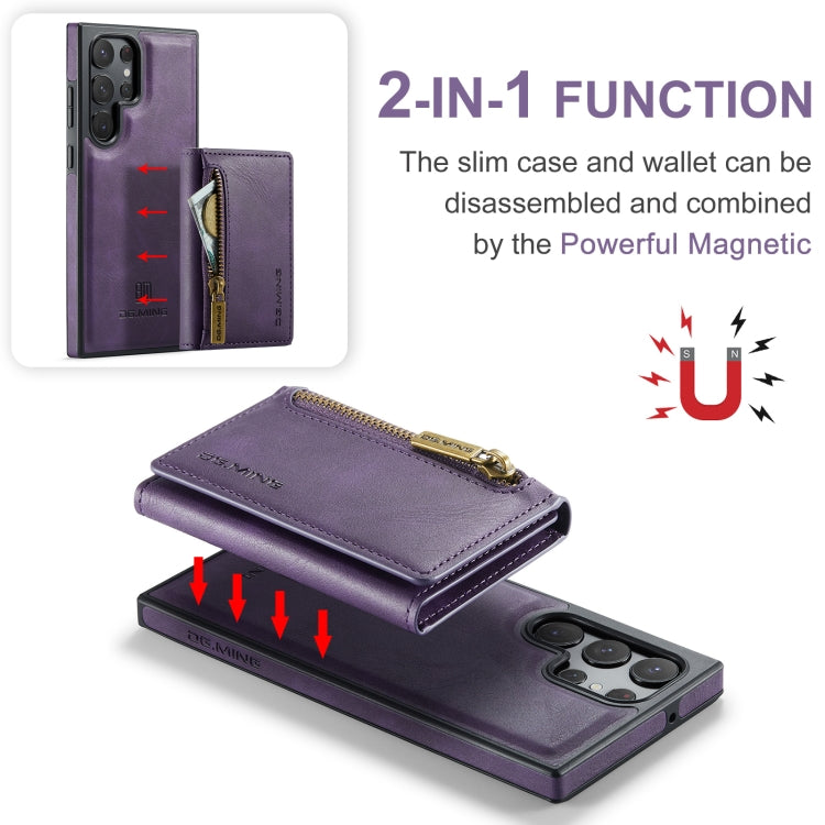 For Samsung Galaxy S22 Ultra DG.MING M5 Series Zip RFID Multi Card Detachable Leather Phone Case(Purple) - Galaxy S22 Ultra 5G Cases by DG.MING | Online Shopping UK | buy2fix