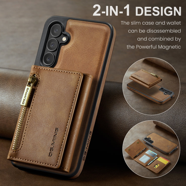 For Samsung Galaxy S24 5G DG.MING M5 Series Zip RFID Multi Card Detachable Leather Phone Case(Brown) - Galaxy S24 5G Cases by DG.MING | Online Shopping UK | buy2fix