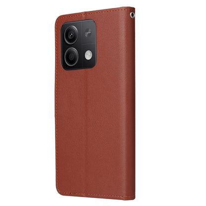 For Xiaomi Redmi Note 13 5G Multifunctional Horizontal Flip Leather Phone Case with Three Card Slot(Brown) - Note 13 Cases by buy2fix | Online Shopping UK | buy2fix