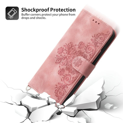 For Google Pixel 9 Pro Skin-feel Flowers Embossed Wallet Leather Phone Case(Pink) - Google Cases by buy2fix | Online Shopping UK | buy2fix