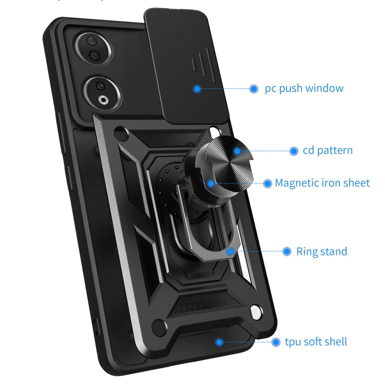 For Honor 90 5G Sliding Camera Cover Design TPU+PC Phone Case(Black) - Honor Cases by buy2fix | Online Shopping UK | buy2fix