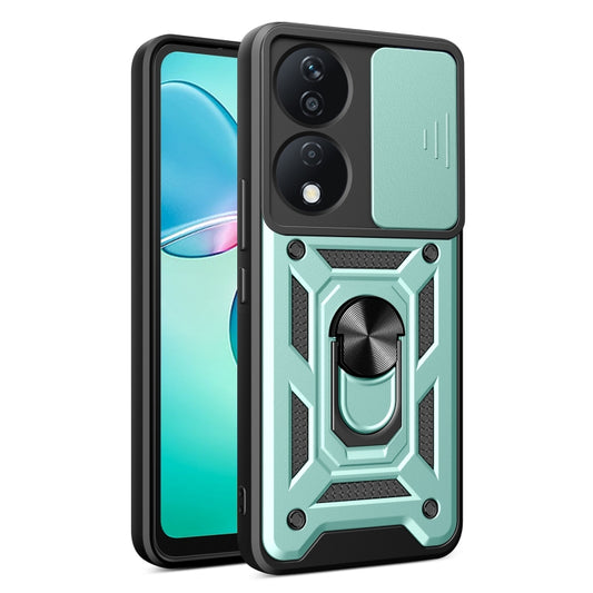 For Honor X7b Sliding Camera Cover Design TPU+PC Phone Case(Green) - Honor Cases by buy2fix | Online Shopping UK | buy2fix