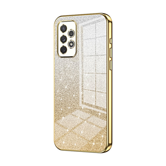 For Samsung Galaxy A72 4G / 5G Gradient Glitter Powder Electroplated Phone Case(Gold) - Galaxy Phone Cases by buy2fix | Online Shopping UK | buy2fix