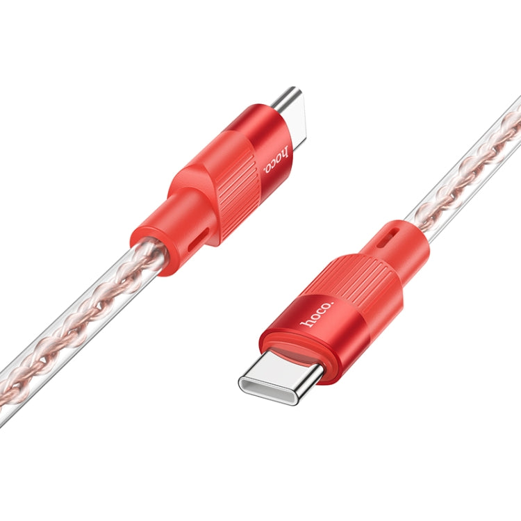 hoco X99 Crystal Junction 60W USB-C / Type-C to USB-C / Type-C Silicone Charging Data Cable, Length:1m(Red) - USB-C & Type-C Cable by hoco | Online Shopping UK | buy2fix