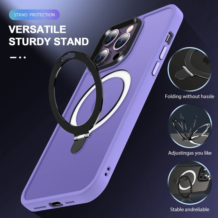 For iPhone 15 Pro Max Skin-feel MagSafe Holder PC Hybrid TPU Phone Case(Purple) - iPhone 15 Pro Max Cases by buy2fix | Online Shopping UK | buy2fix