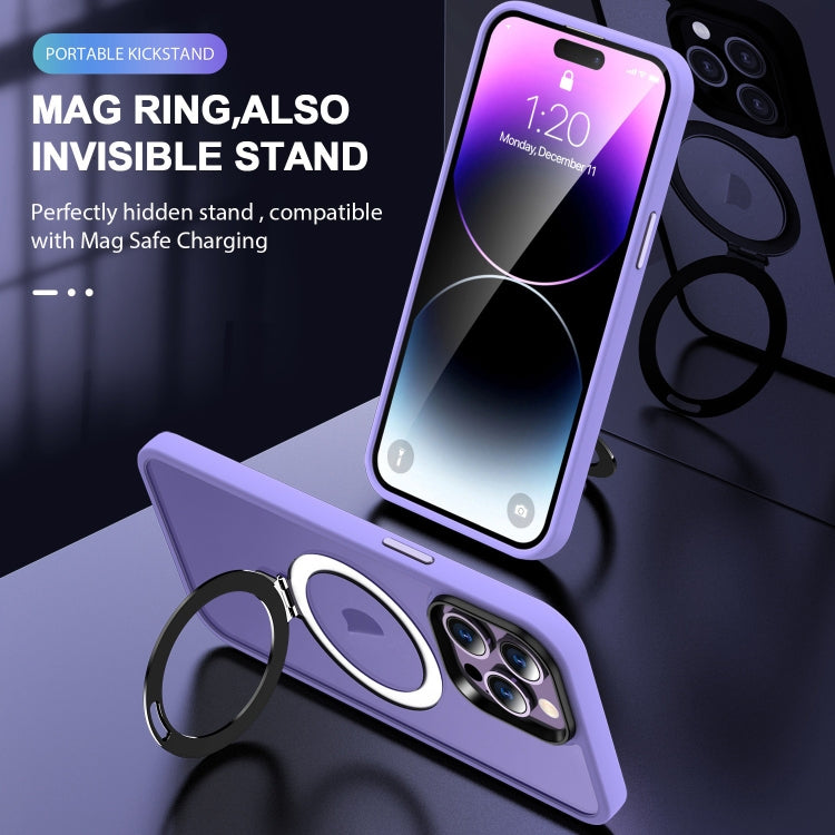 For iPhone 15 Pro MagSafe Holder Skin-feel PC Hybrid TPU Phone Case(Purple) - iPhone 15 Pro Cases by buy2fix | Online Shopping UK | buy2fix