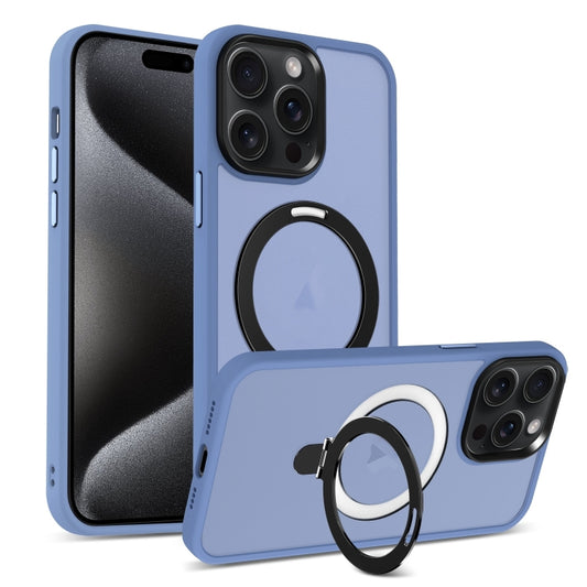 For iPhone 16 Pro Max Skin-feel MagSafe Holder PC Hybrid TPU Phone Case(Blue) - iPhone 16 Pro Max Cases by buy2fix | Online Shopping UK | buy2fix