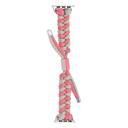 For Apple Watch Ultra 2 49mm Paracord Fishtail Braided Silicone Bead Watch Band(Pink Grey) - Watch Bands by buy2fix | Online Shopping UK | buy2fix