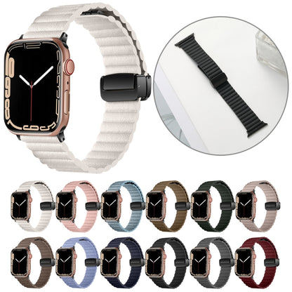 For Apple Watch Ultra 49mm Water Ripple Magnetic Folding Buckle Watch Band, Style: Bold Version(Khaki) - Watch Bands by buy2fix | Online Shopping UK | buy2fix