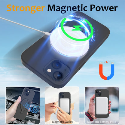 For iPhone 15 MagSafe Magnetic Liquid Silicone Phone Case with Ring Holder(Carbon Black) - iPhone 15 Cases by buy2fix | Online Shopping UK | buy2fix