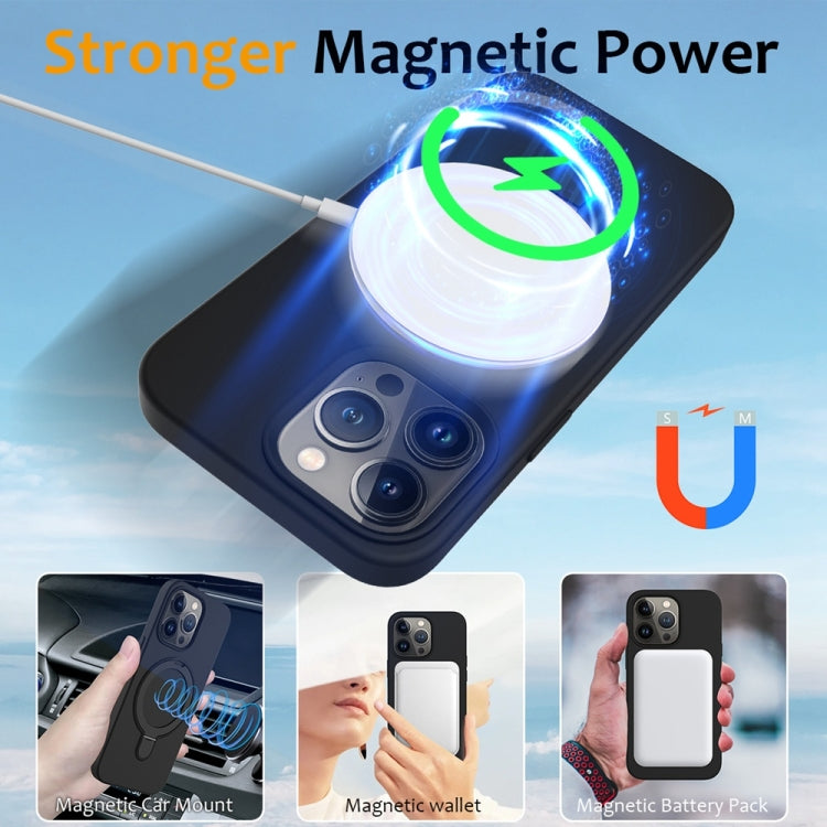 For iPhone 16 Pro Liquid Silicone MagSafe Magnetic Phone Case with Ring Holder(Black) - iPhone 16 Pro Cases by buy2fix | Online Shopping UK | buy2fix