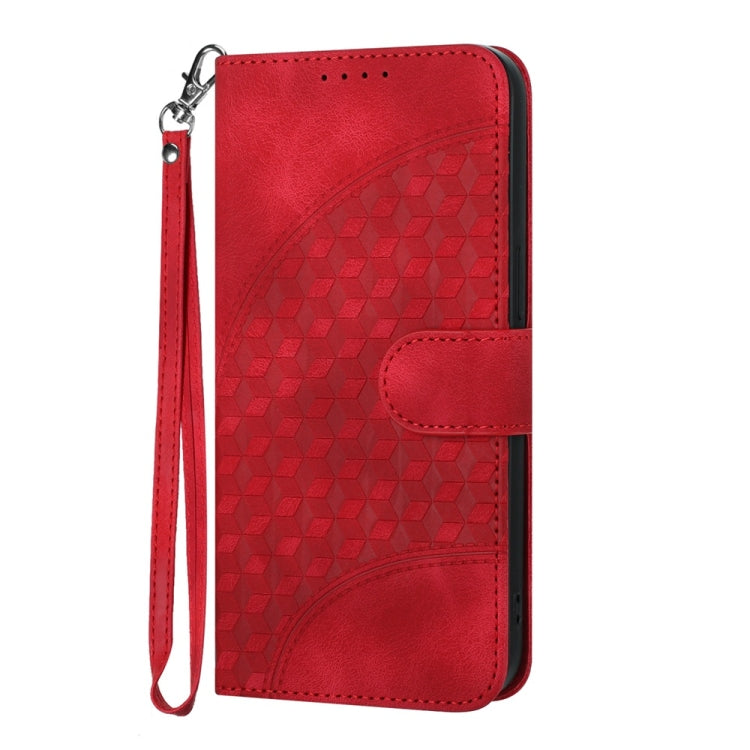 For iPhone 16 Pro YX0060 Elephant Head Embossed Phone Leather Case with Lanyard(Red) - iPhone 16 Pro Cases by buy2fix | Online Shopping UK | buy2fix