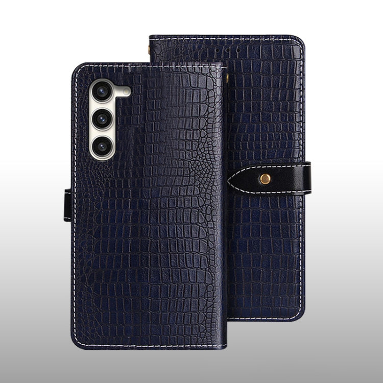 For Samsung Galaxy S24+ 5G idewei Crocodile Texture Leather Phone Case(Dark Blue) - Galaxy S24+ 5G Cases by idewei | Online Shopping UK | buy2fix