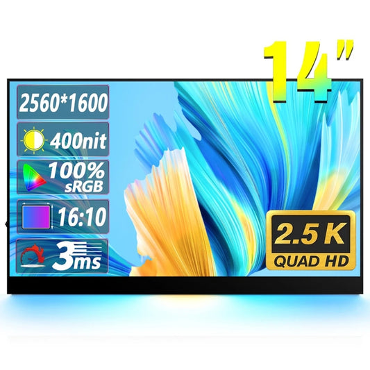 14 inch HDR 2560x1600P IPS Screen Portable Monitor(EU Plug) - LCD Monitors by buy2fix | Online Shopping UK | buy2fix