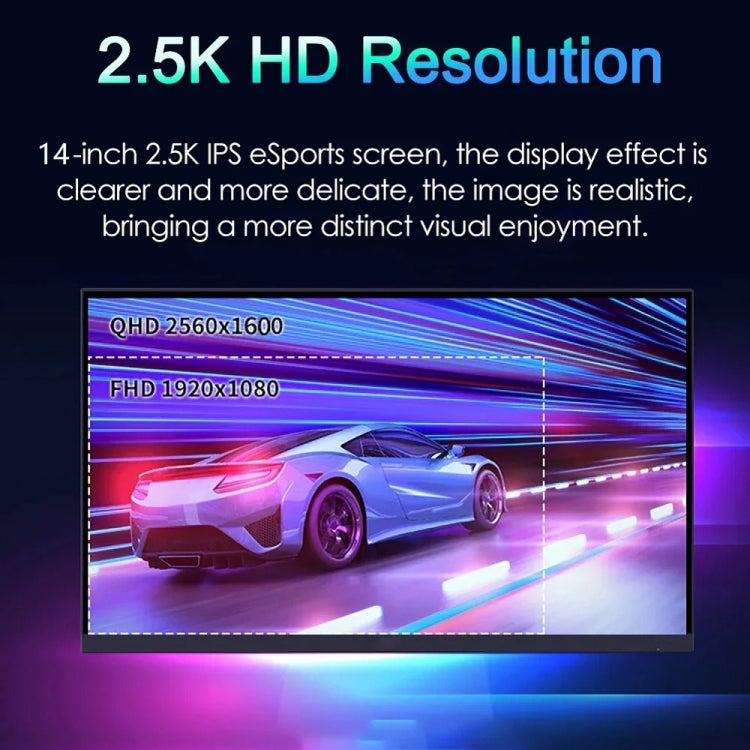 14 inch HDR 2560x1600P IPS Screen Portable Monitor(EU Plug) - LCD Monitors by buy2fix | Online Shopping UK | buy2fix