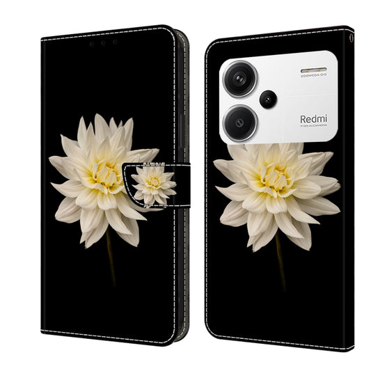 For Xiaomi Redmi Note 13 Pro+ Crystal 3D Shockproof Protective Leather Phone Case(White Flower) - Note 13 Pro+ Cases by buy2fix | Online Shopping UK | buy2fix