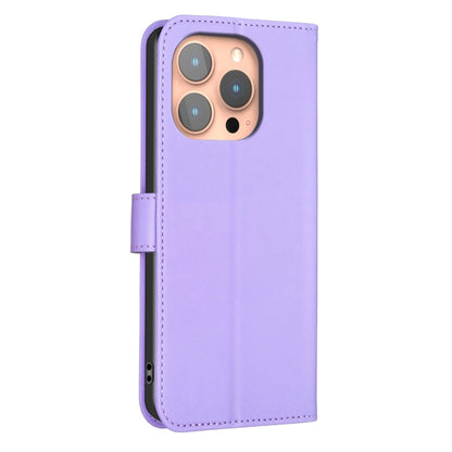 For iPhone 16 Pro Max Four-leaf Embossed Leather Phone Case(Purple) - iPhone 16 Pro Max Cases by buy2fix | Online Shopping UK | buy2fix