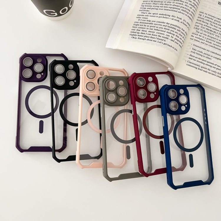 For iPhone 15 Plus Colorful Two-Color Lens Film MagSafe Magnetic Horn Acrylic+TPU Case(Blue) - iPhone 15 Plus Cases by buy2fix | Online Shopping UK | buy2fix