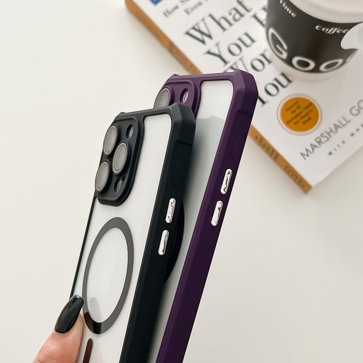 For iPhone 14 Pro Colorful Two-Color Lens Film MagSafe Magnetic Horn Acrylic+TPU Case(Grey) - iPhone 14 Pro Cases by buy2fix | Online Shopping UK | buy2fix