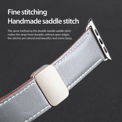 For Apple Watch SE 2023 44mm DUX DUCIS YA Series Magnetic Buckle Genuine Leather Watch Band(Grey) - Watch Bands by DUX DUCIS | Online Shopping UK | buy2fix