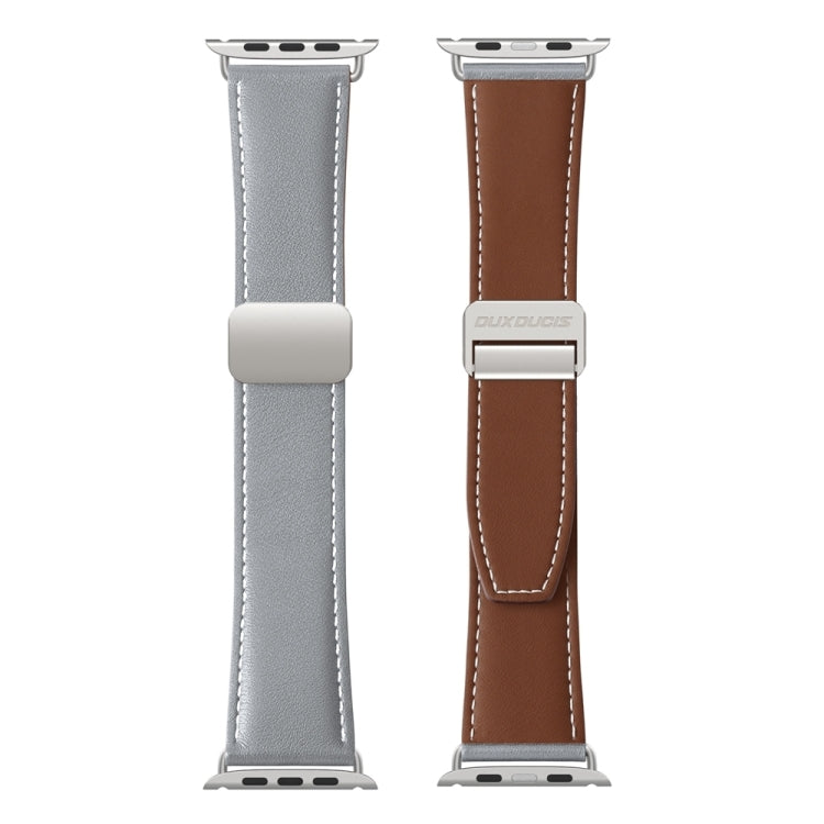 For Apple Watch SE 2023 40mm DUX DUCIS YA Series Magnetic Buckle Genuine Leather Watch Band(Grey) - Watch Bands by DUX DUCIS | Online Shopping UK | buy2fix