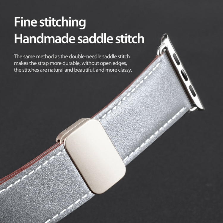 For Apple Watch SE 2023 40mm DUX DUCIS YA Series Magnetic Buckle Genuine Leather Watch Band(Grey) - Watch Bands by DUX DUCIS | Online Shopping UK | buy2fix