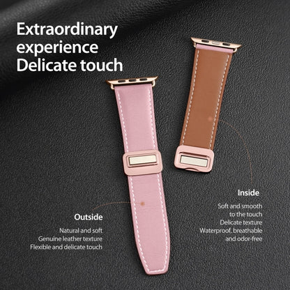 For Apple Watch Ultra 2 49mm DUX DUCIS YA Series Magnetic Buckle Genuine Leather Watch Band(Pink) - Watch Bands by DUX DUCIS | Online Shopping UK | buy2fix