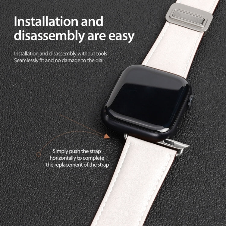 For Apple Watch Series 9 41mm DUX DUCIS YA Series Magnetic Buckle Genuine Leather Watch Band(White) - Watch Bands by DUX DUCIS | Online Shopping UK | buy2fix